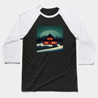 Snowy Cabin Baseball T-Shirt